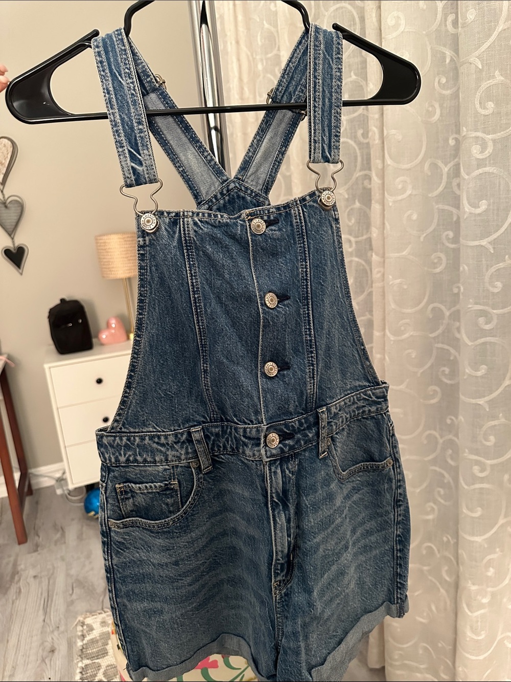 American Eagle Outfitters Blue Denim Short Overalls